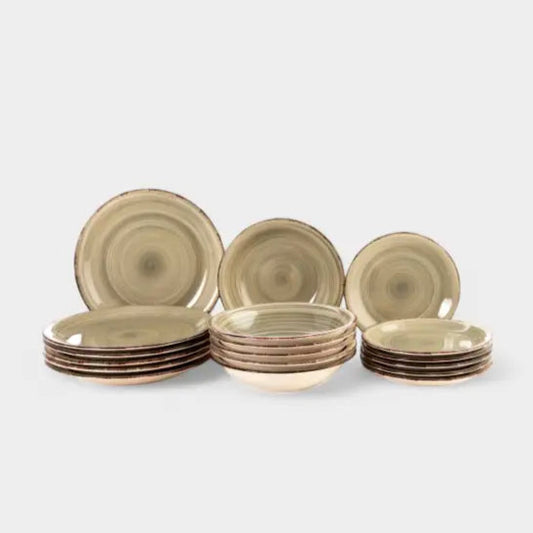 Set de vaisselle en céramique vert ARMAND (18 Pièces)