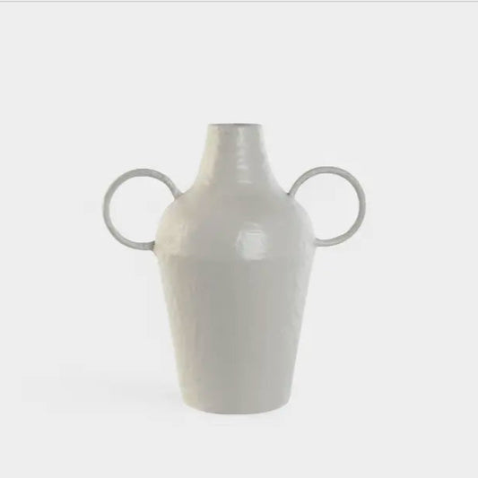 Vase en métal blanc avec anses VANETTE