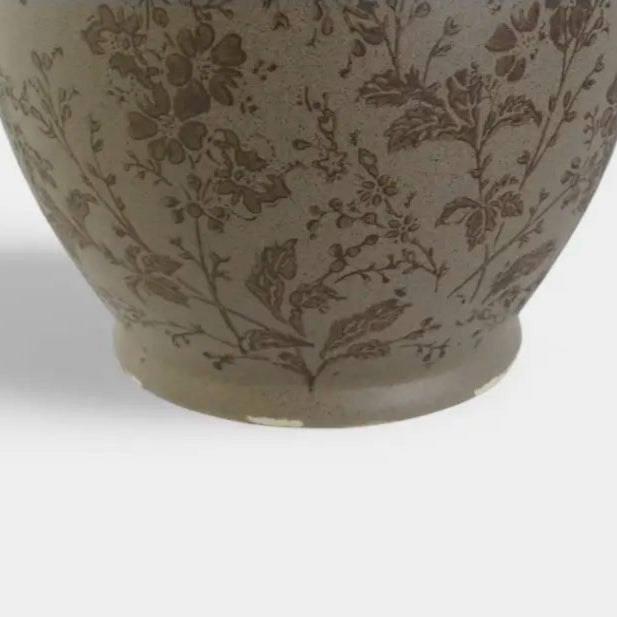 Vase en grès brun à motif végétal VAELIA S