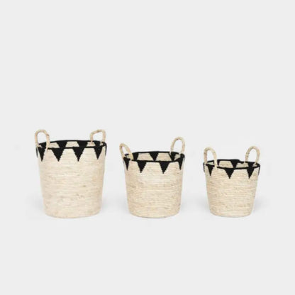 Set de 3 paniers en fibre naturelle bohème ROKO