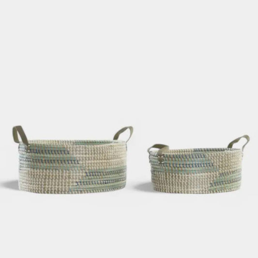 Set de paniers en herbier marin bleu ROLLAND