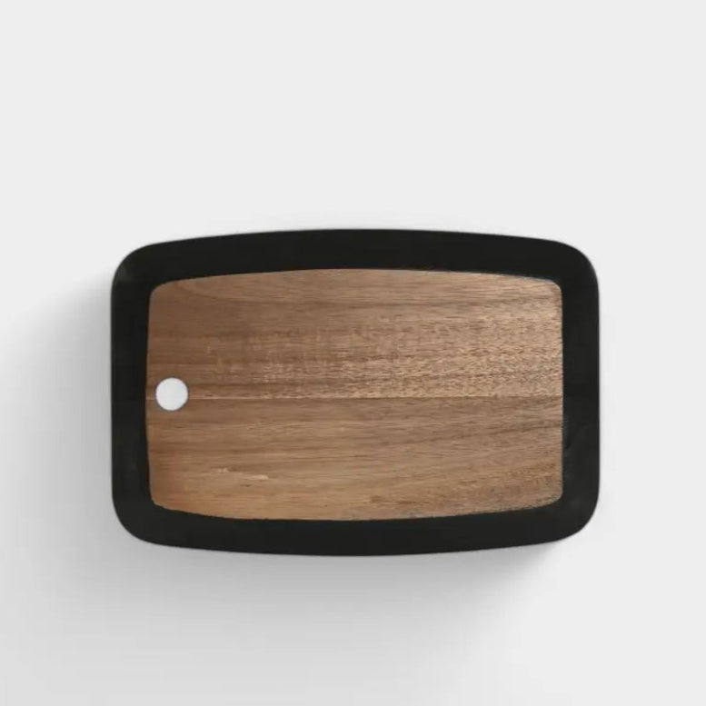 Planche à découper rectangulaire en bois d'acacia & noir KAMIEL
