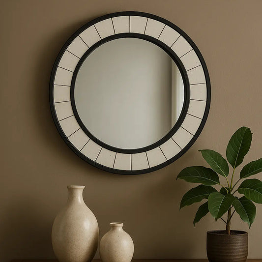 Miroir rond noir effet verrière MURANO