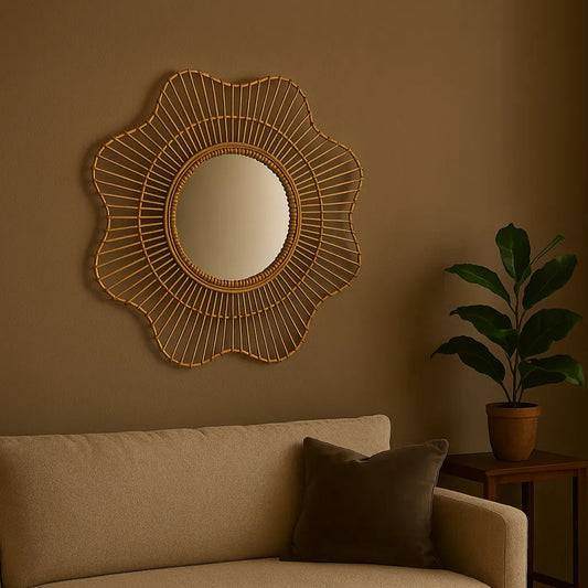 Miroir rond en bambou naturel MELOPE
