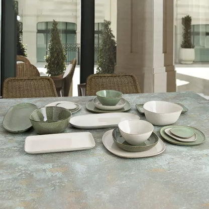 Set de 6 assiettes creuses en céramique vert ANNIE