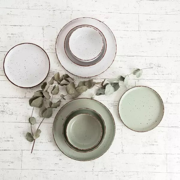 Set de 6 assiettes creuses en céramique vert ALBA