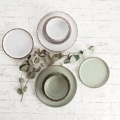 Set de 6 assiettes creuses en céramique vert ALBA