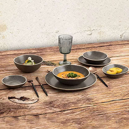 Assiettes plates taupe AMANDA (Lot de 4)