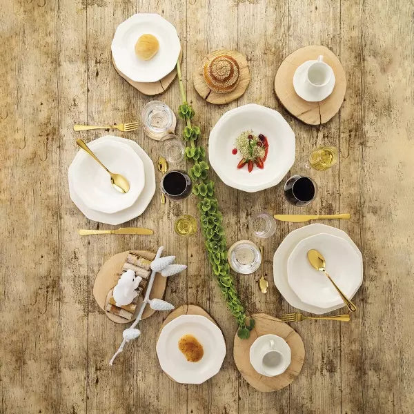 Assiettes plates décagones blanches, ADAM (6 unités)