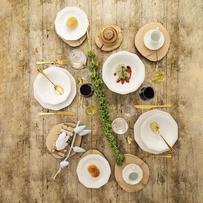 Assiettes plates décagones blanches, ADAM (6 unités)