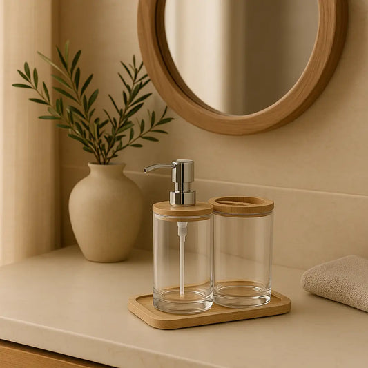 Set de bain transparent et bambou BALTIK