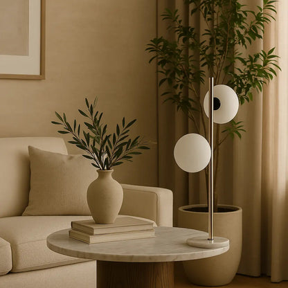 Lampe en aluminium et pied en marbre, LUCIE
