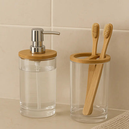 Set de bain transparent et bambou BALTIK