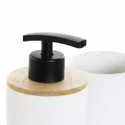 Ensemble de bain céramique blanc & bambou BALOO