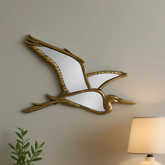 Miroir décoratif oiseau doré