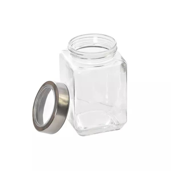 Set de 3 bocaux en verre – Finitions métal argenté RENA
