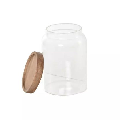 Set de 3 bocaux en verre et bois d'acacia RUDY