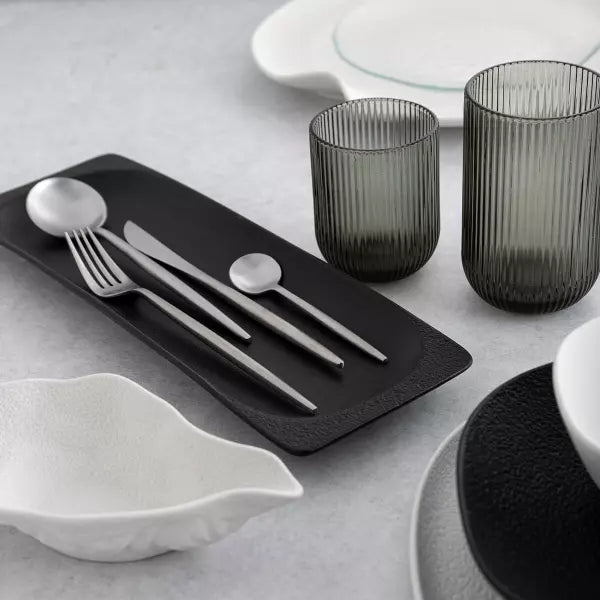 Set de verres rayés en verre fumé gris, GARONNE L