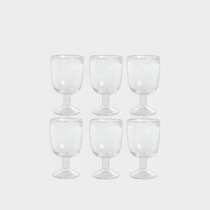 Set de 6 verres à pied transparents effet bullé GIULIA