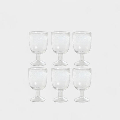 Set de 6 verres à pied transparents effet bullé GIULIA