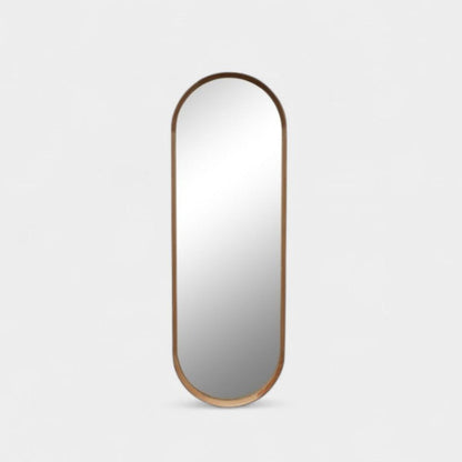 Miroir mural arrondi en bois naturel MEGAN