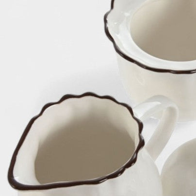 Laitière et sucrier en porcelaine blanche aux bords ondulés CELESTE