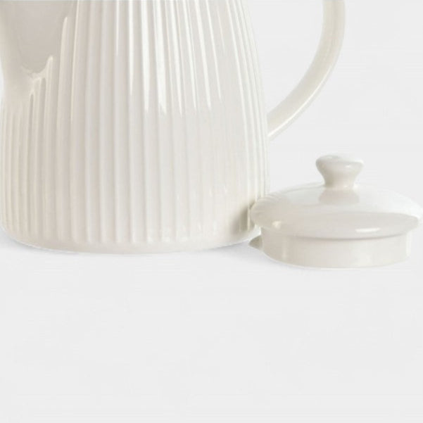 Théière en porcelaine blanche nervurée ÉMILIE