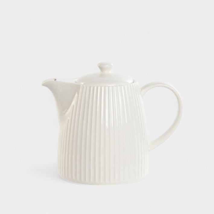 Théière en porcelaine blanche nervurée ÉMILIE