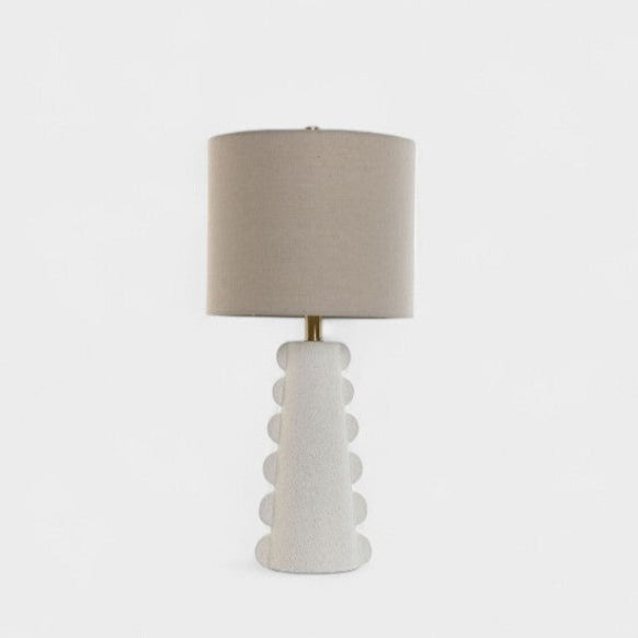 Lampe sculpturale en grès blanc et abat jour en lin MARISE