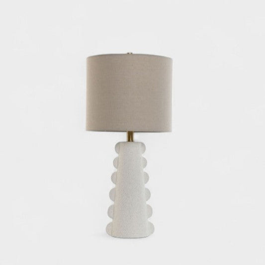 Lampe sculpturale en grès blanc et abat jour en lin MARISE