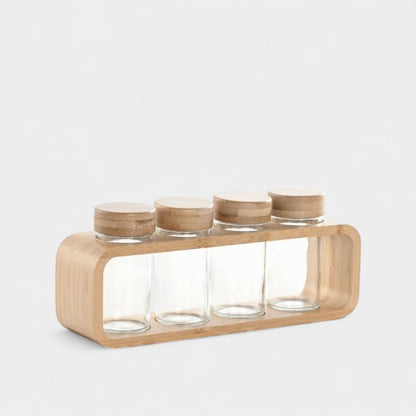 Arbre à épices en verre et bambou  - Set de 4 pots MAEL