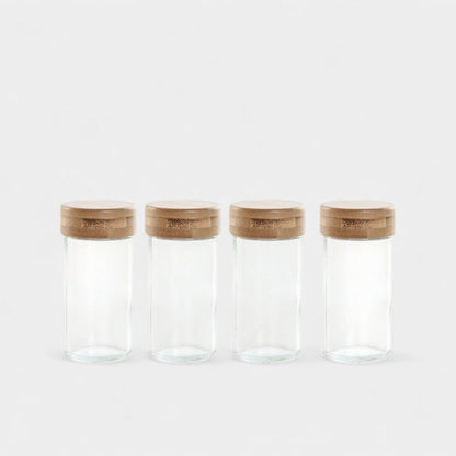 Arbre à épices en verre et bambou  - Set de 4 pots MAEL