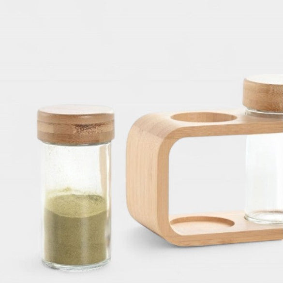 Arbre à épices en verre et bambou  - Set de 4 pots MAEL