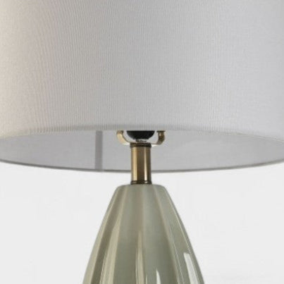 Lampe en grès vert avec abat-jour blanc en lin LAURA
