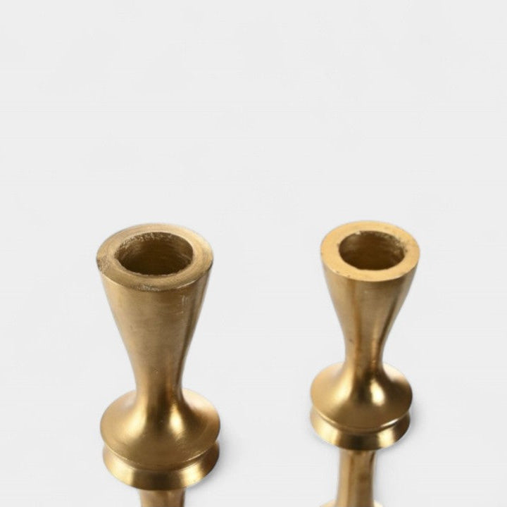 Duo de bougeoirs dorés en aluminium IRIS