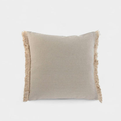Coussin carré à franges à motif bohème beige ANITA