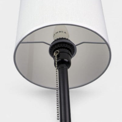 Lampadaire cylindrique noir et abat-jour blanc