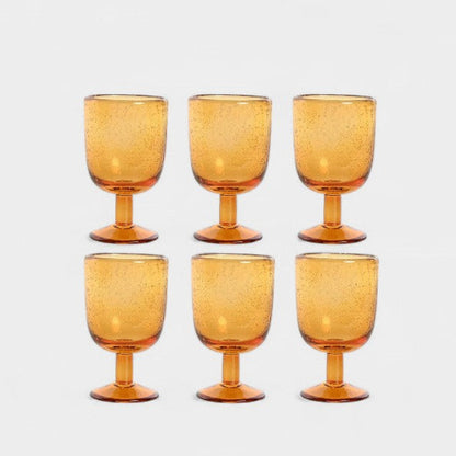 Set de 6 verres à pied en verre soufflé ambre GIULIA