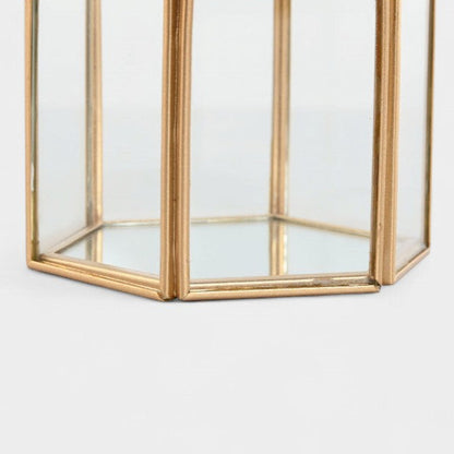 Bougeoir doré en verre et métal
