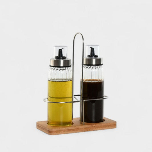 Ensemble salière et poivrier avec socle en bambou