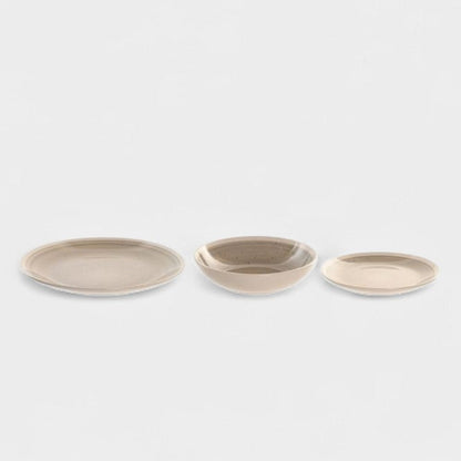 Service d'assiette en grès beige/gris MAYA