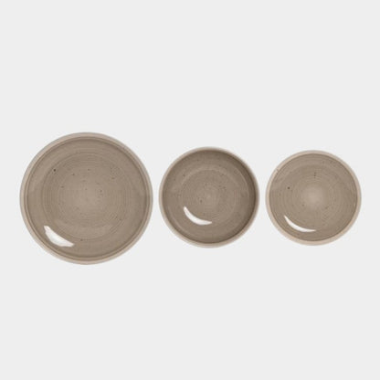 Service d'assiette en grès beige/gris MAYA