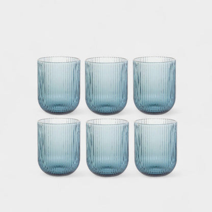 Set de 6 verres bleus rainurés Sofia – 240 ml