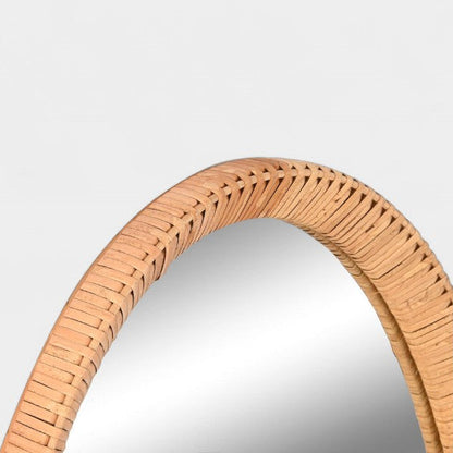 Miroir mural oval en rotin naturel