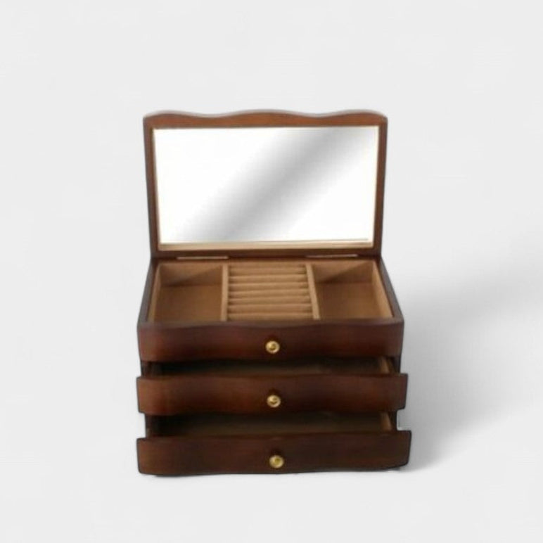 Boîte à Bijoux Élisa en Bois Foncé