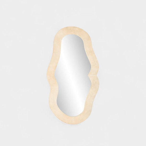 Grand miroir mural organique beige