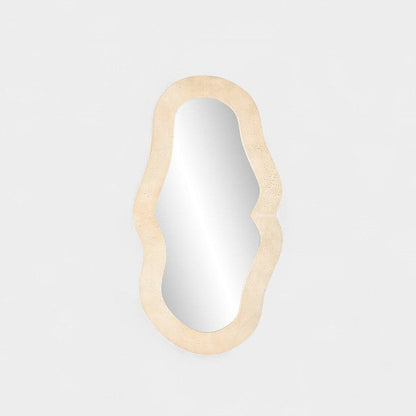 Grand miroir mural organique beige