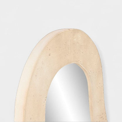 Grand miroir mural organique beige