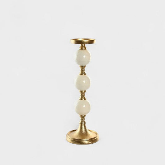 Grand bougeoir chandelier crème et doré