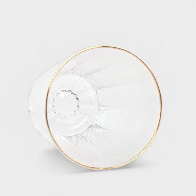 Set de 6 verres transparent avec relief et bordure dorée